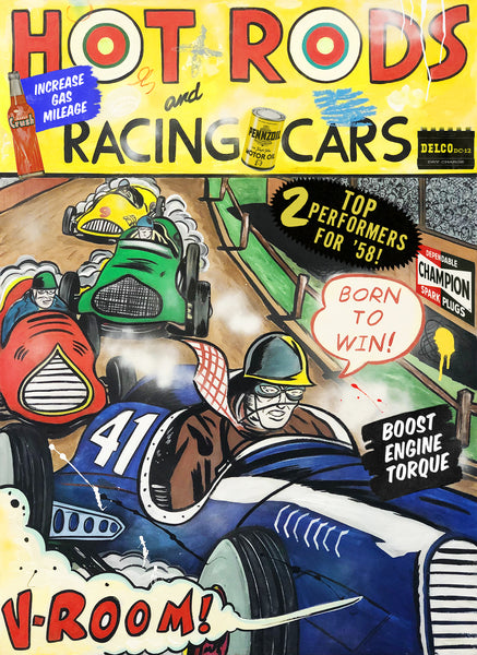 king of pop art nelson de la nuez born to win print hot rods racing cars
