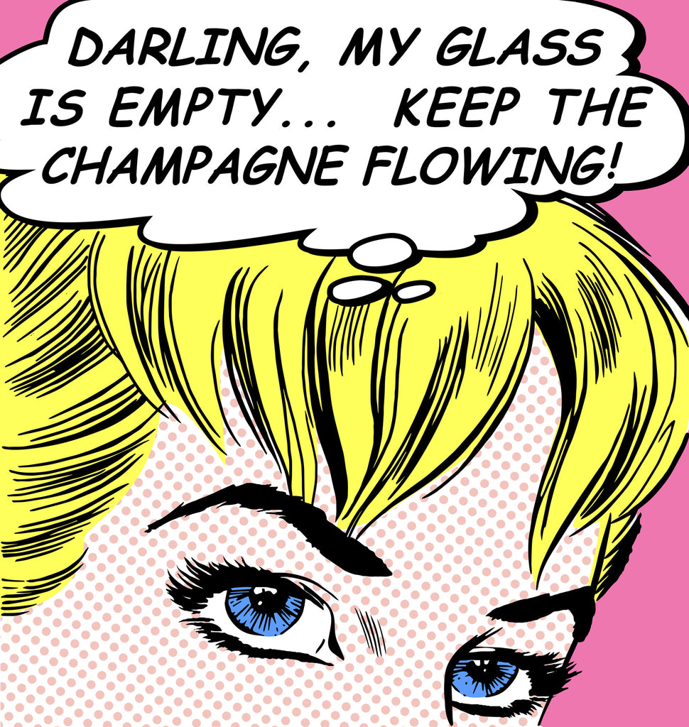 king of pop art nelson de la nuez champagne girl print material girl wine cocktails