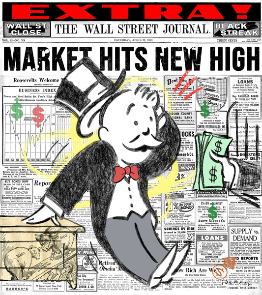 king of pop art nelson de la nuez dividend payout monopoly mr penneybags stock market wall street journal banker trader money finance