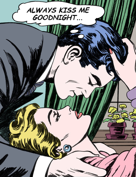 king of pop art nelson de la nuez goodnight my love always kiss me goodnight love couple kiss romance