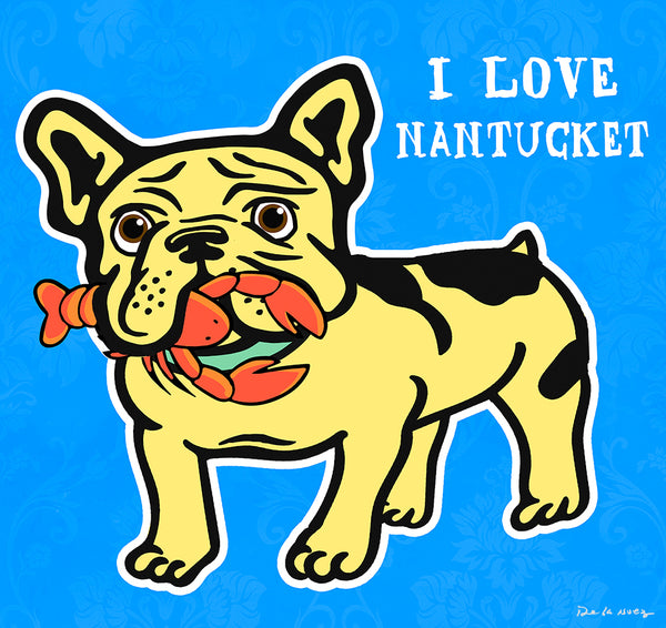 king of pop art nelson de la nuez i love nantucket massachusetts cape cod french bulldog frenchie pet dog puppy bully breed animal bite humor