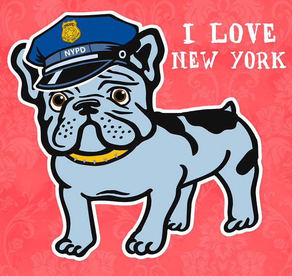 nelson de la nuez pop art contemporary art king of pop art bulldog new york nypd police nyc new york police officer dog french bulldog
