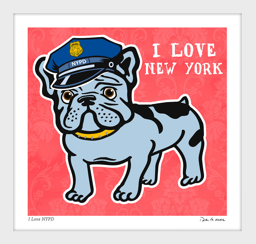 nelson de la nuez pop art contemporary art king of pop art bulldog new york nypd police nyc new york police officer dog french bulldog