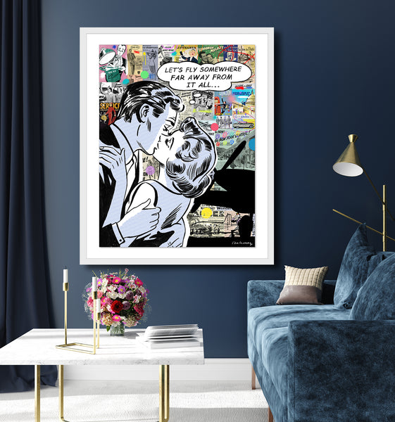 lets fly away pop art Nelson De La Nuez Framed Sketch travel pop art king of pop art