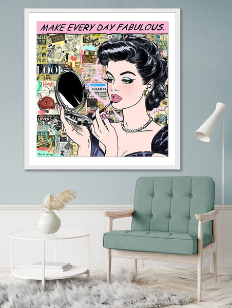 king of pop art nelson de la nuez live fabulous framed mixed media beauty glamour luxury fashion