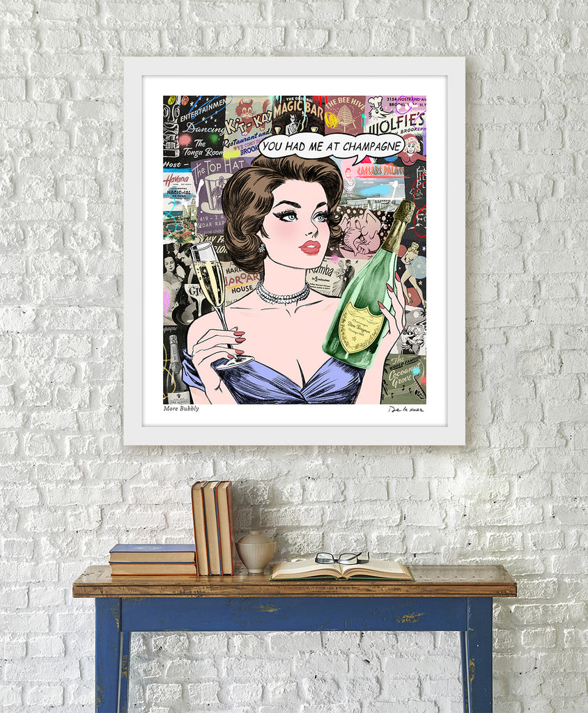King of Pop Art Nelson De La Nuez - Signed Fine Art Print: Custom Framed or Unframed - more bubbly champagne champs travel luxury more bubbly