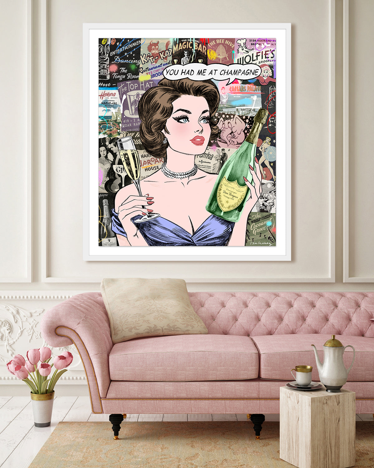 more bubbly nelson de la nuez pop art king of pop art cocktail champagne champs wine pop artist king of pop art