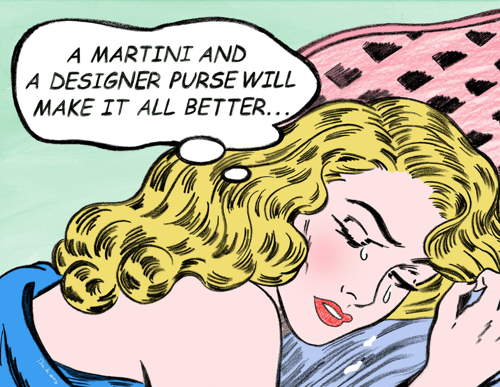 king of pop art nelson de la nuez new attitude print martini designer purse bag shopping humor