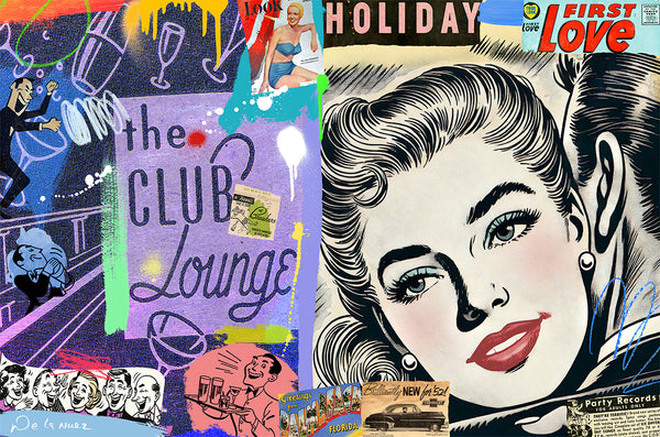 King of Pop Art Nelson De La Nuez One Last Martini Print Framed Signed Cocktail Lounge Club Bar Drinks