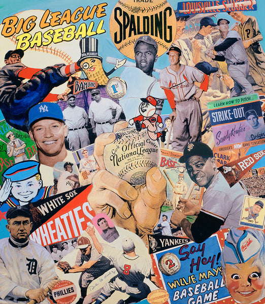 king of pop art nelson de la nuez plan b mixed media sculpture stuffed bunny rabbit money stash play ball print major league baseball sports