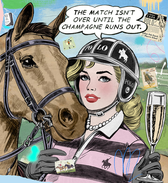 polo player horse champagne polo match nelson de la nuez pop art