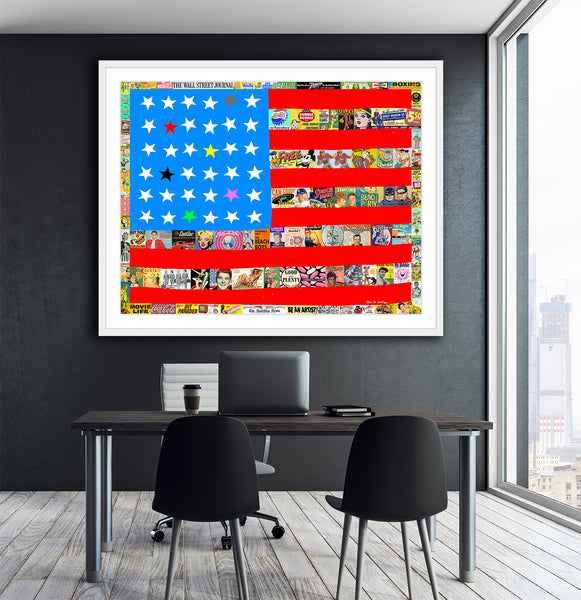 king of pop art nelson de la nuez stars and stripes american flag mixed media