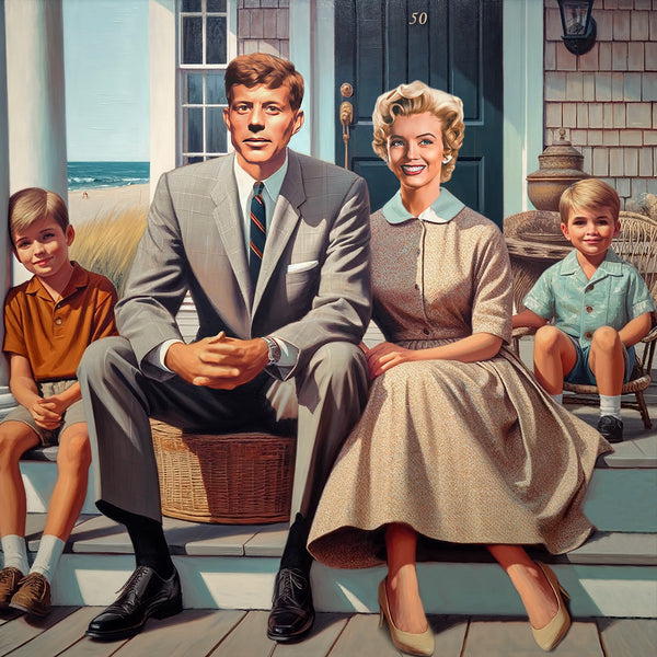 king of pop art nelson de la nuez the new neighbors print marilyn monroe john f. kennedy jfk humor political art 1960s