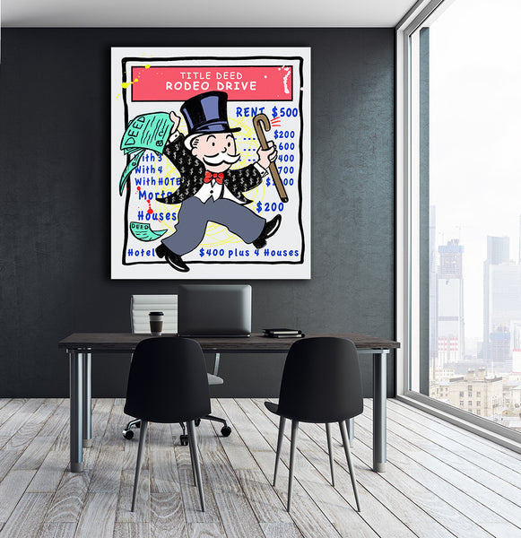 king of pop art nelson de la nuez title deed rodeo drive custom painting monopoly real estate
