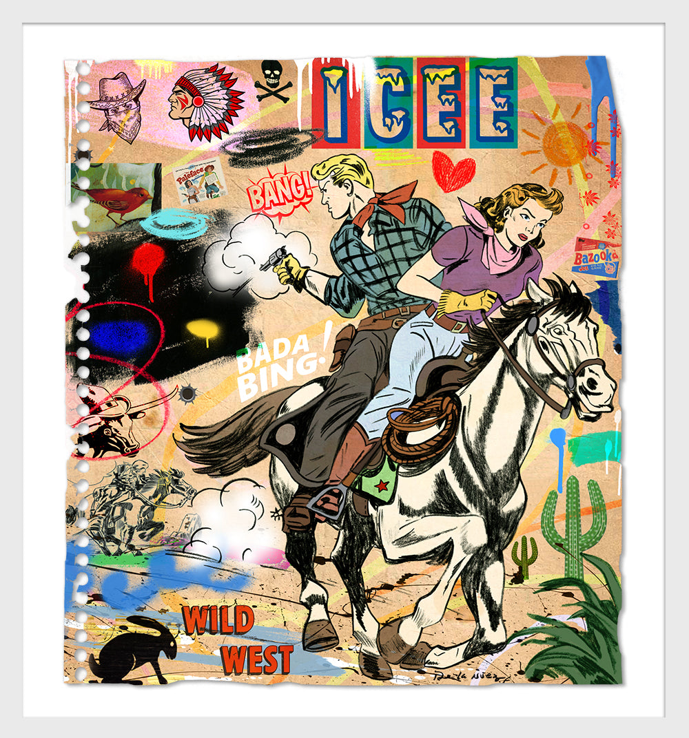 Wild Wild West Mixed Media - FRAMED, Signed