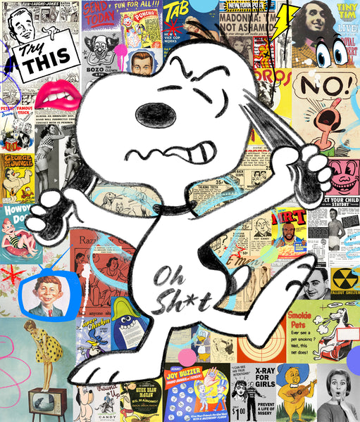 king of pop art nelson de la nuez oh shit print snoopy dog peanuts humor