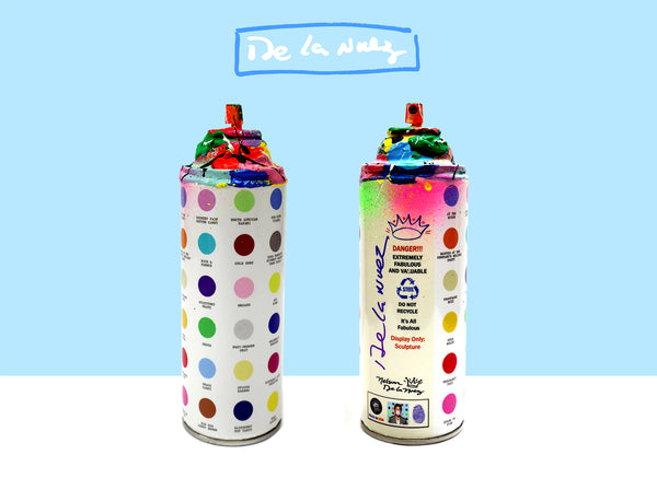 spray paint can sculpture nelson de la nuez color dots
