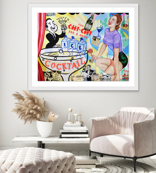 king of pop art nelson de la nuez chi chi bar framed mixed media cocktail pinup
