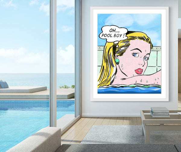 king of pop art nelson de la nuez high maintenance framed mixed media oh pool boy swimming material girl