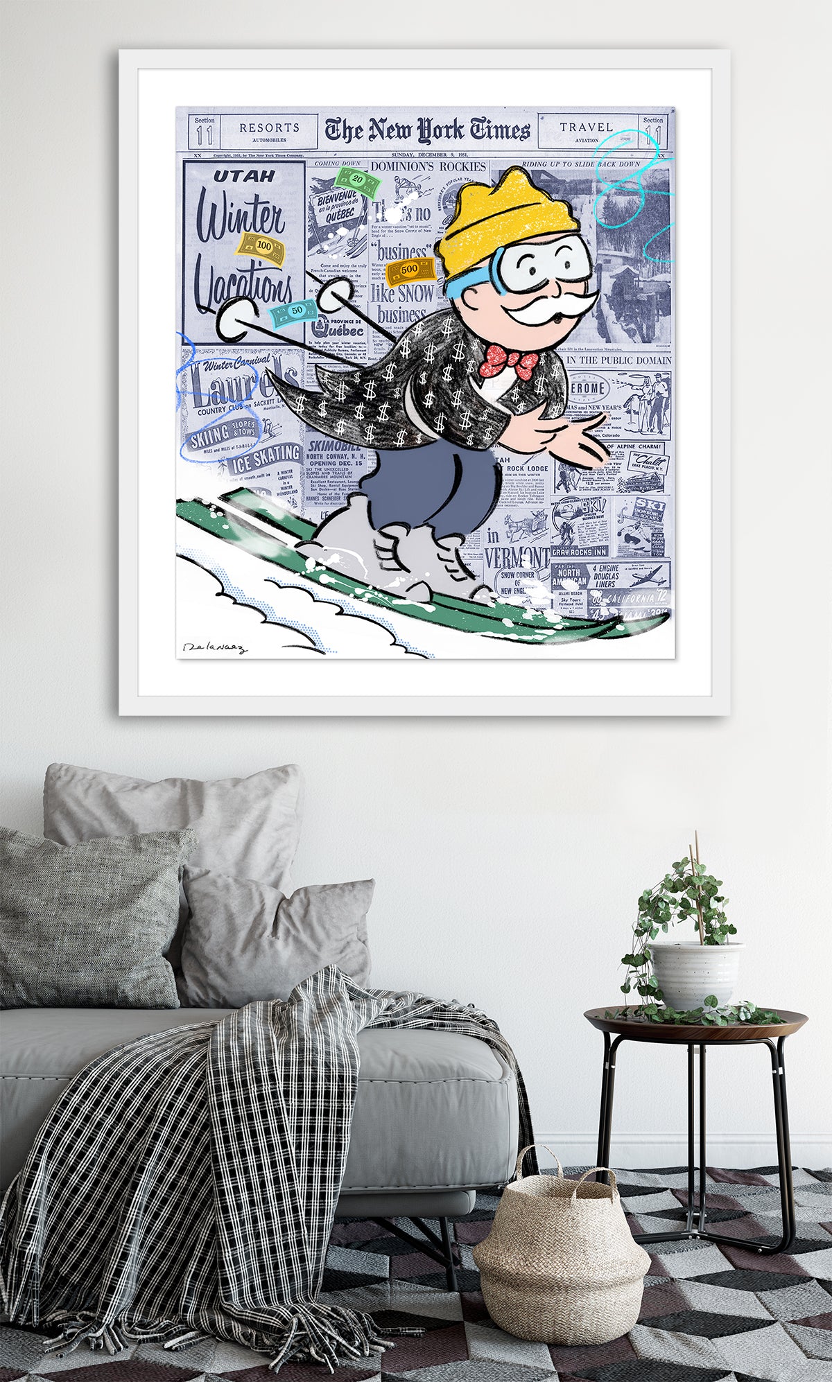 Hit the Slopes Mixed Media - FRAMED, Signed
