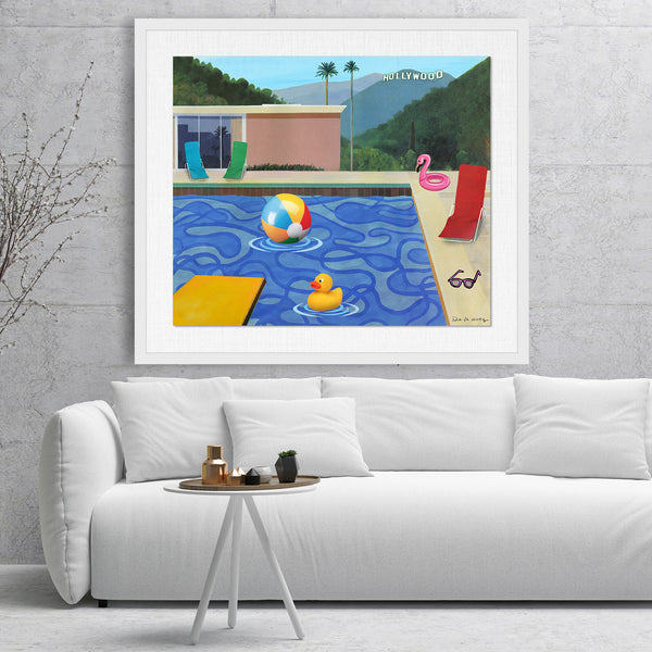 king of pop art nelson de la nuez hollywood life mixed media framed pool swim hotel california vacation summer spring break