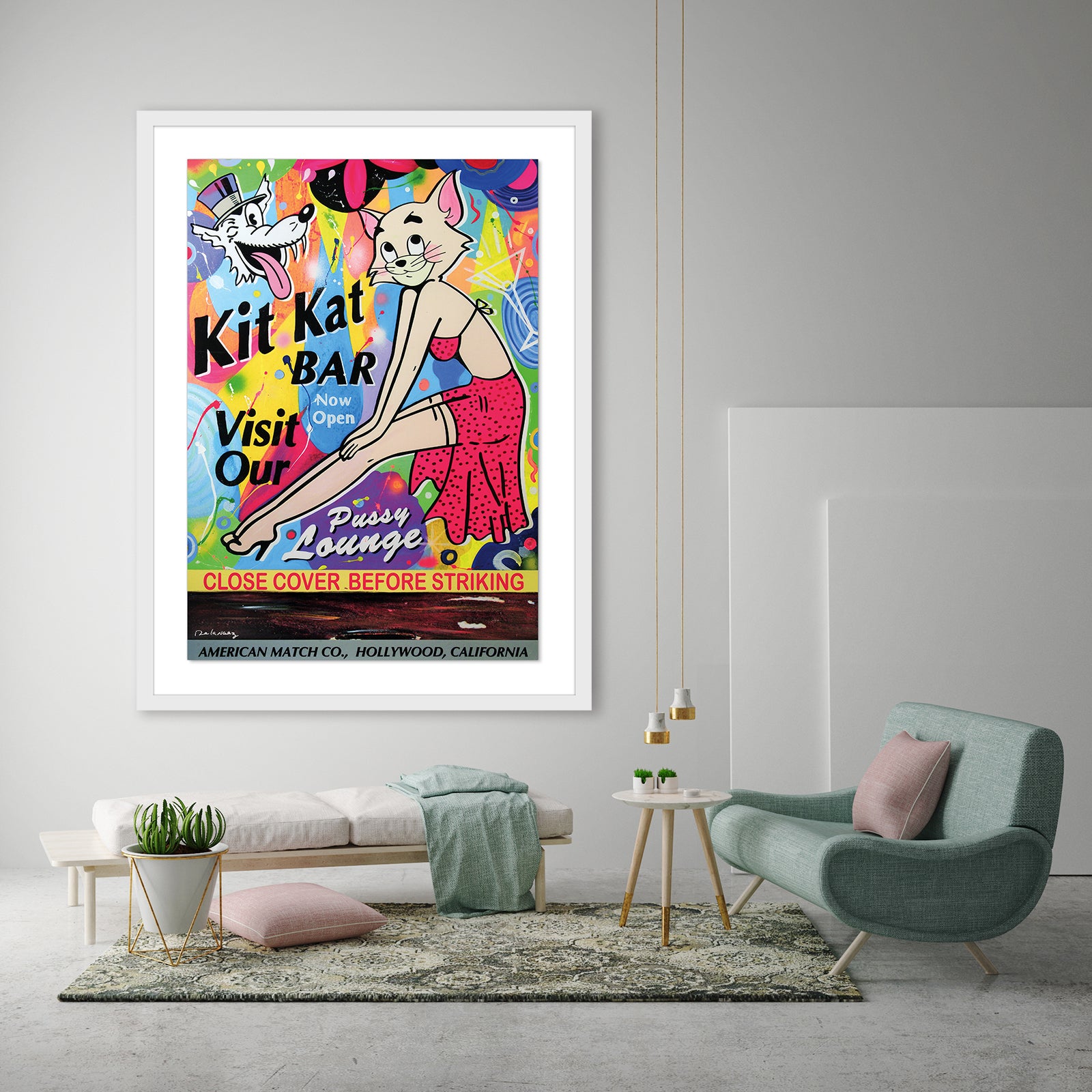 king of pop art nelson de la nuez kit kat club bar lounge kitty cat cocktail mixers martini pinup matchbook hollywood