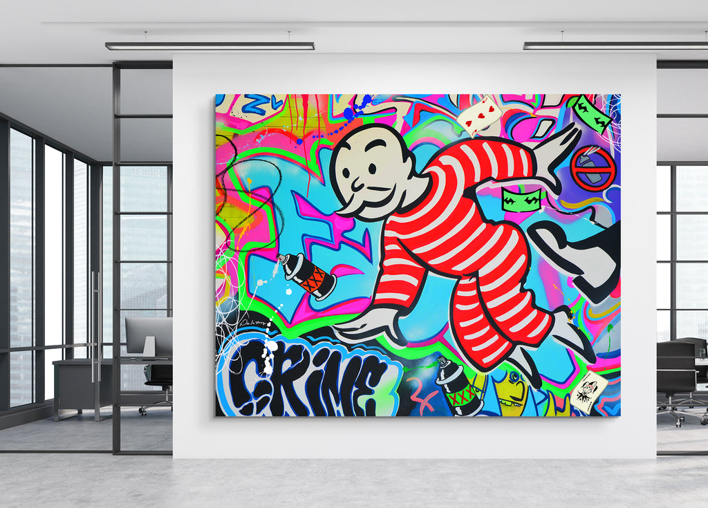 graffiti art go to jail monopoly man nelson de la nuez pop art painting
