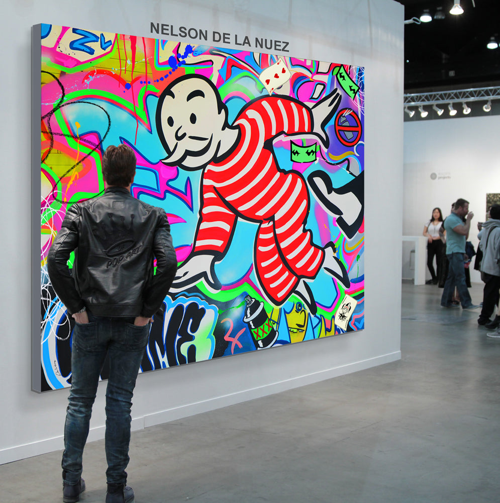 graffiti art go to jail monopoly man nelson de la nuez pop art painting