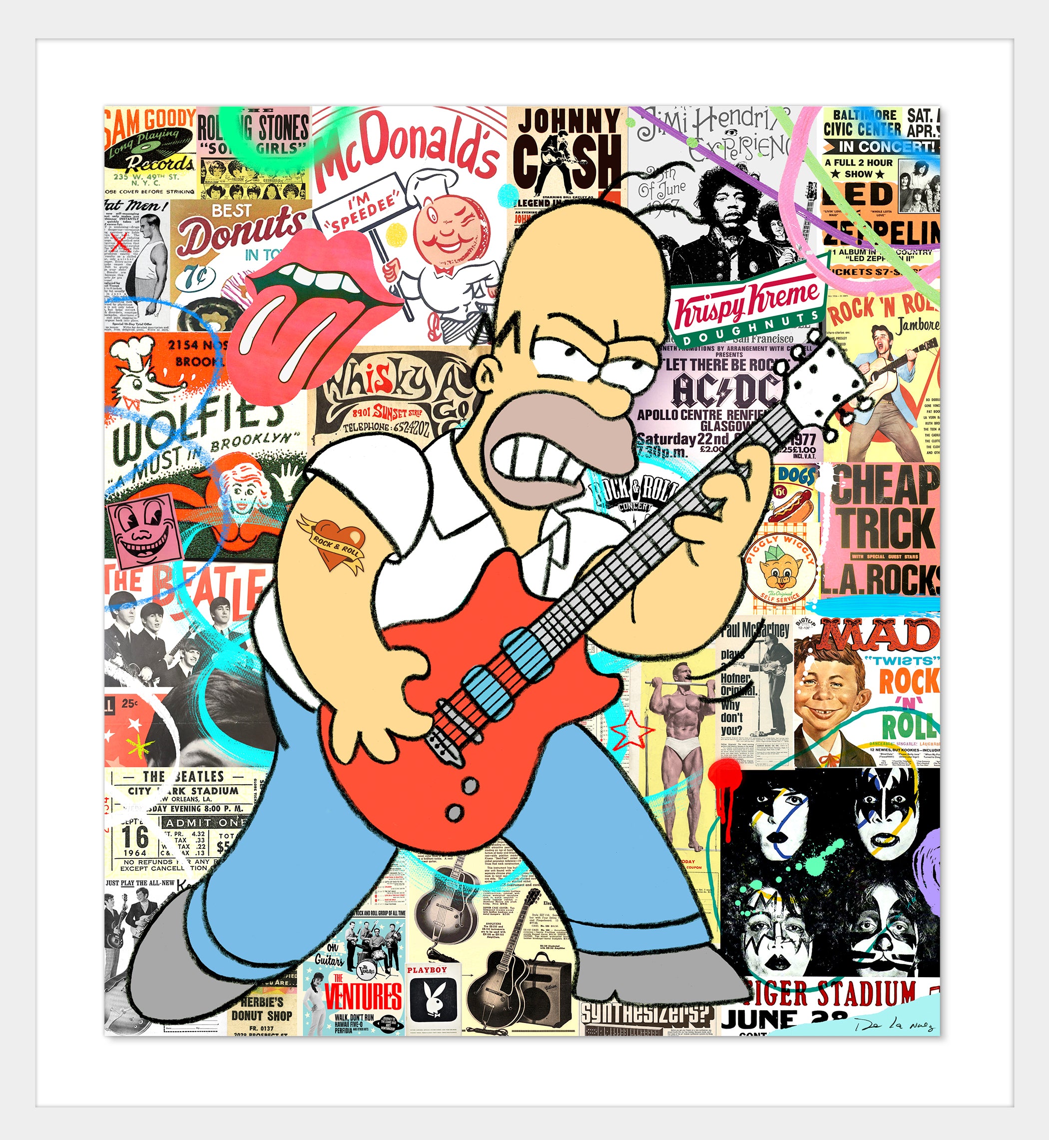 Rock and Roll Mixed Media - FRAMED, Signed
