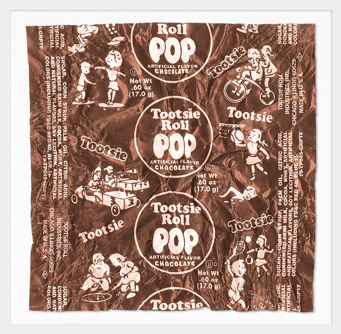 Sweet Chocolate Tootsie Pop Wrapper - Square Resin Sculpture - FRAMED