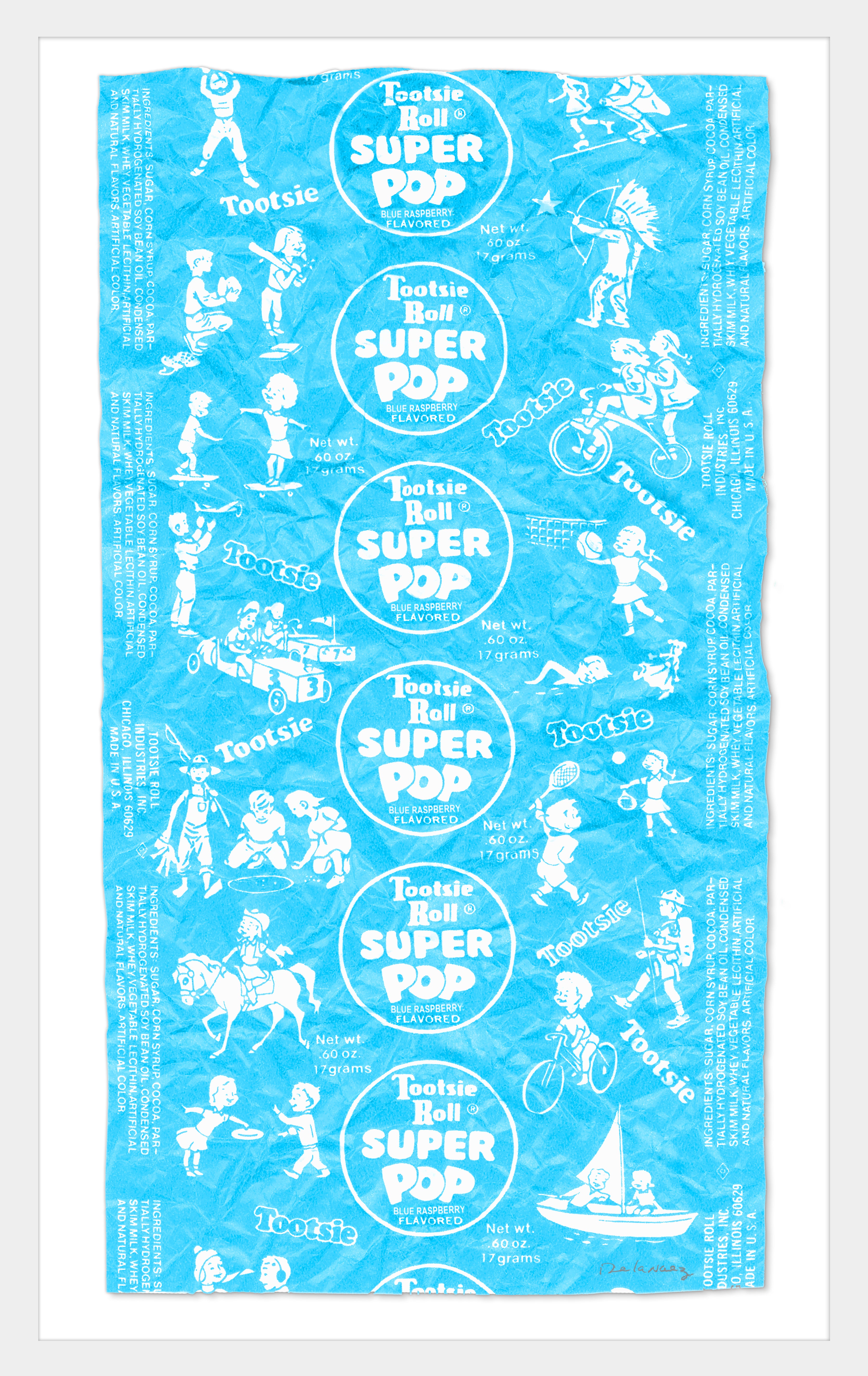 Blue Raspberry Tootsie Pop Wrapper - Resin Sculpture - FRAMED