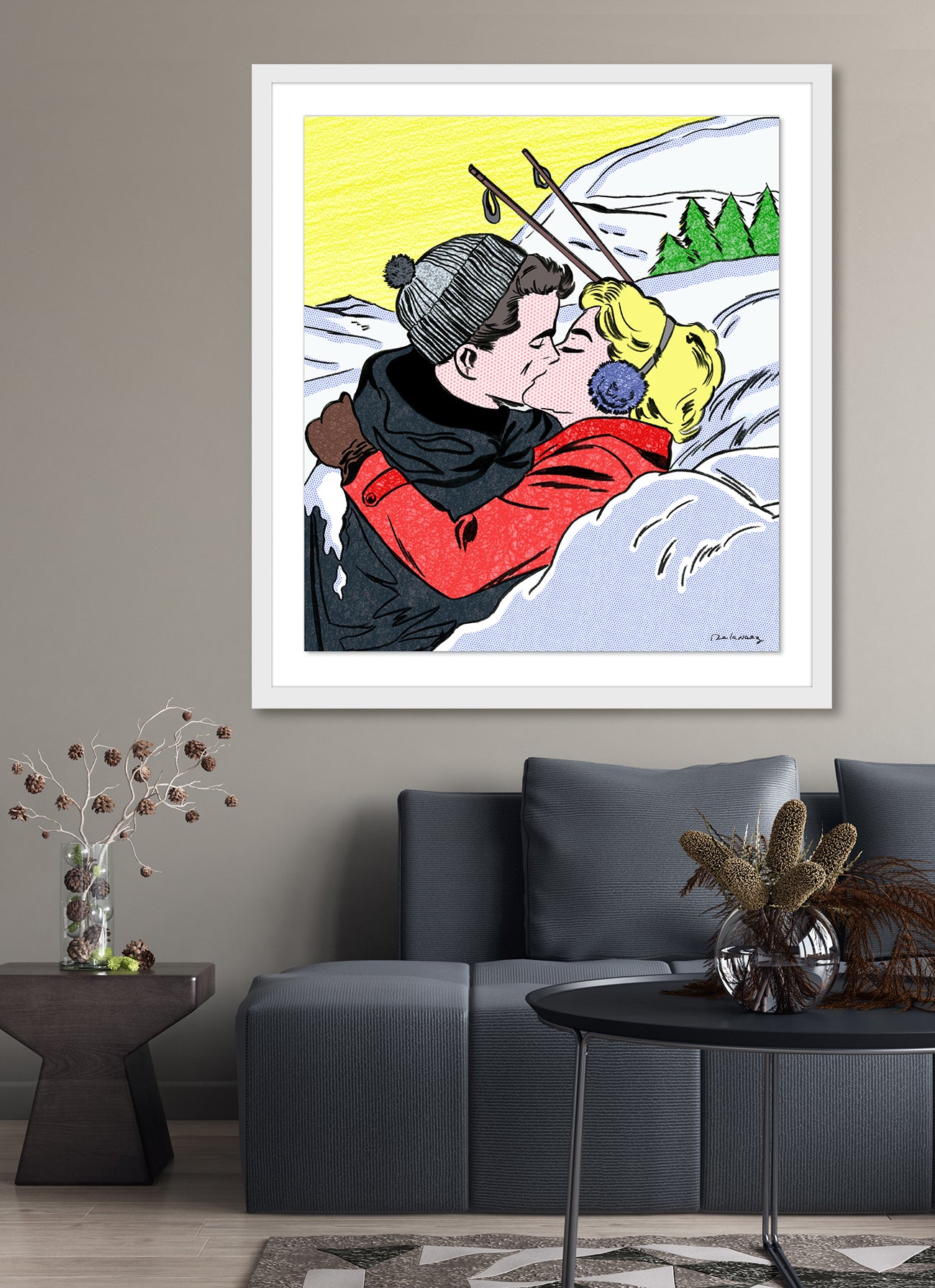 Winter wonderland skiing ski snow Nelson De La Nuez pop art