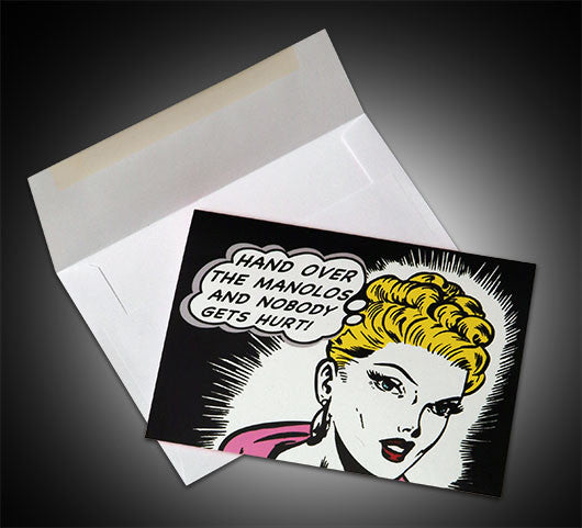 manolo blahnik art king of pop art shoes shopping card set nelson de la nuez