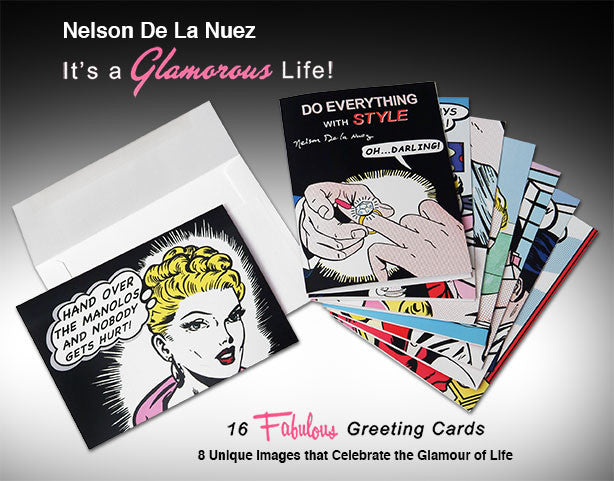 King of Pop Art luxury shopping shoes Boxed Greeting Card set Nelson De La Nuez