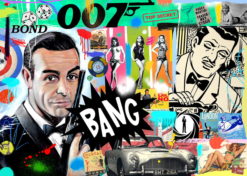 james bond 007 nelson de la nuez pop art copyrighted contemporary art king of pop art film goldfinger