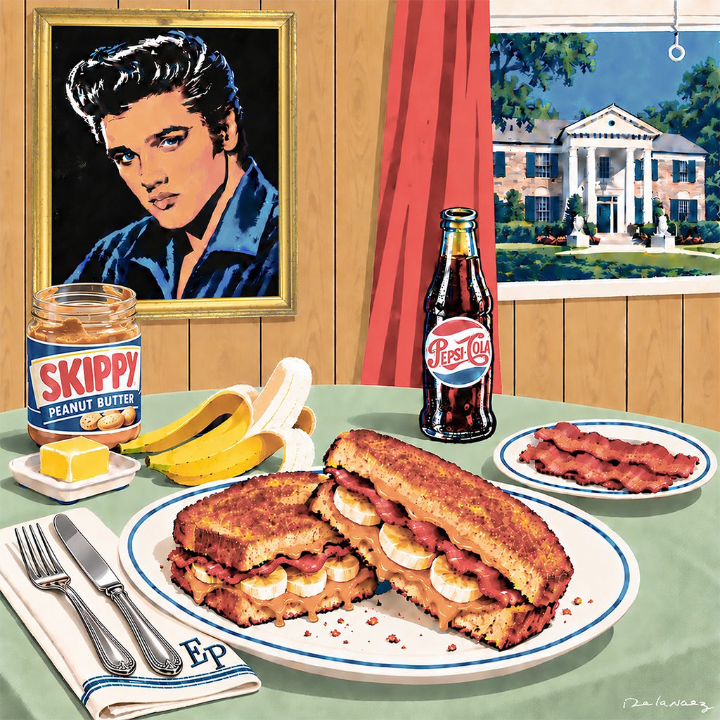 king of rock and roll elvis Presley peanut butter banana sandwich nelson de la nuez pop art