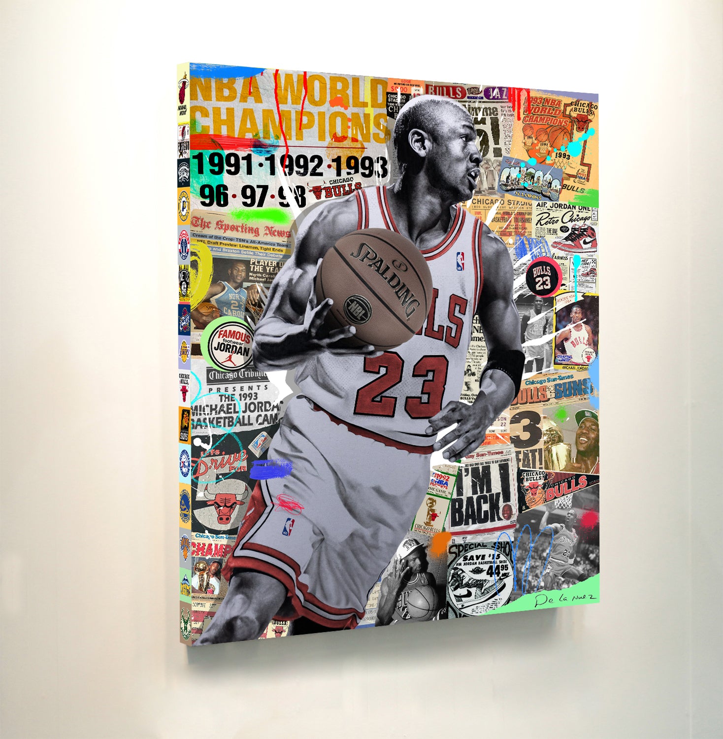 king of pop art nelson de la nuez air jordan mixed media canvas michael jordan basketball sports chicago bulls nba