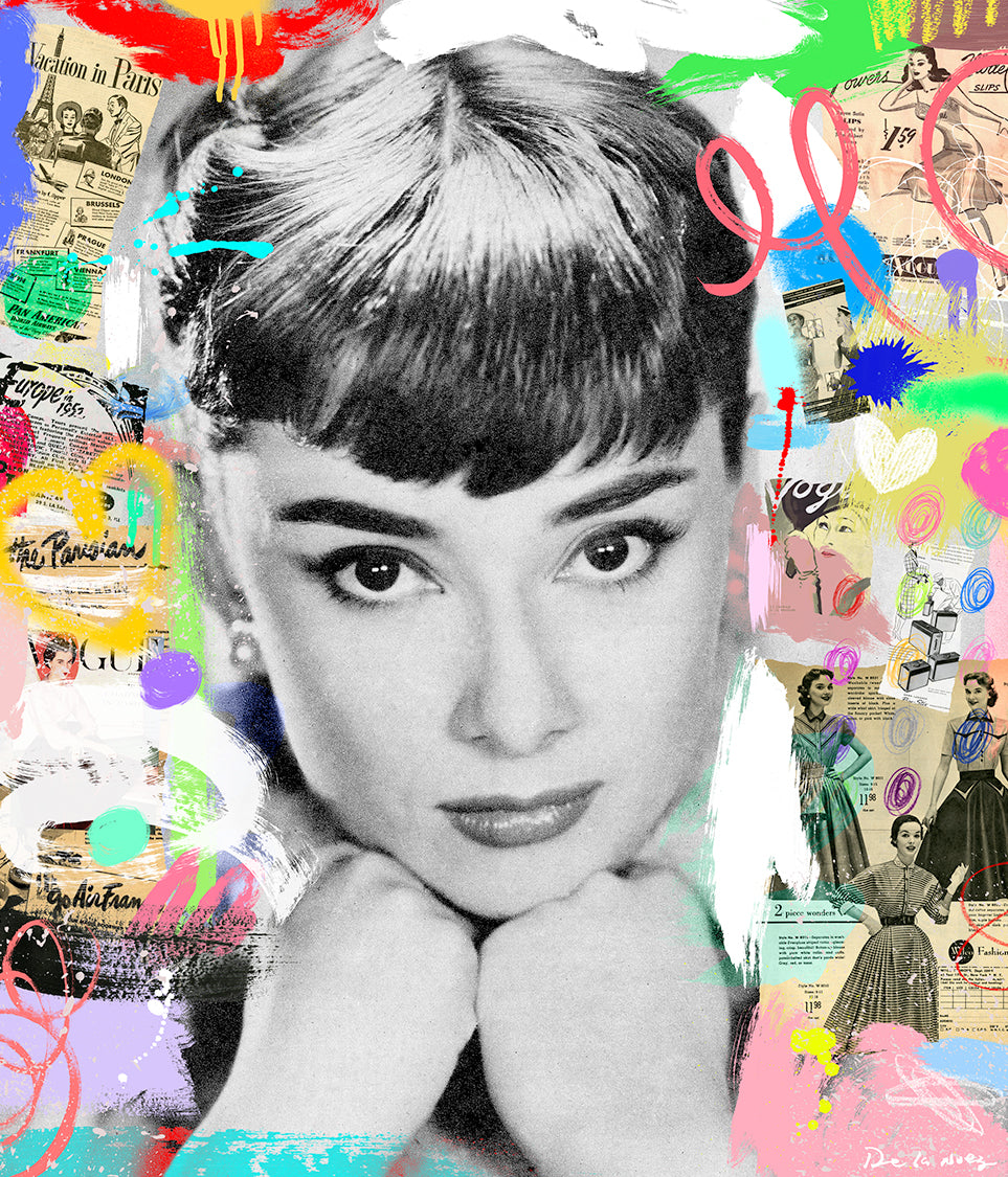 king of pop art nelson de la nuez audrey hepburn framed print
