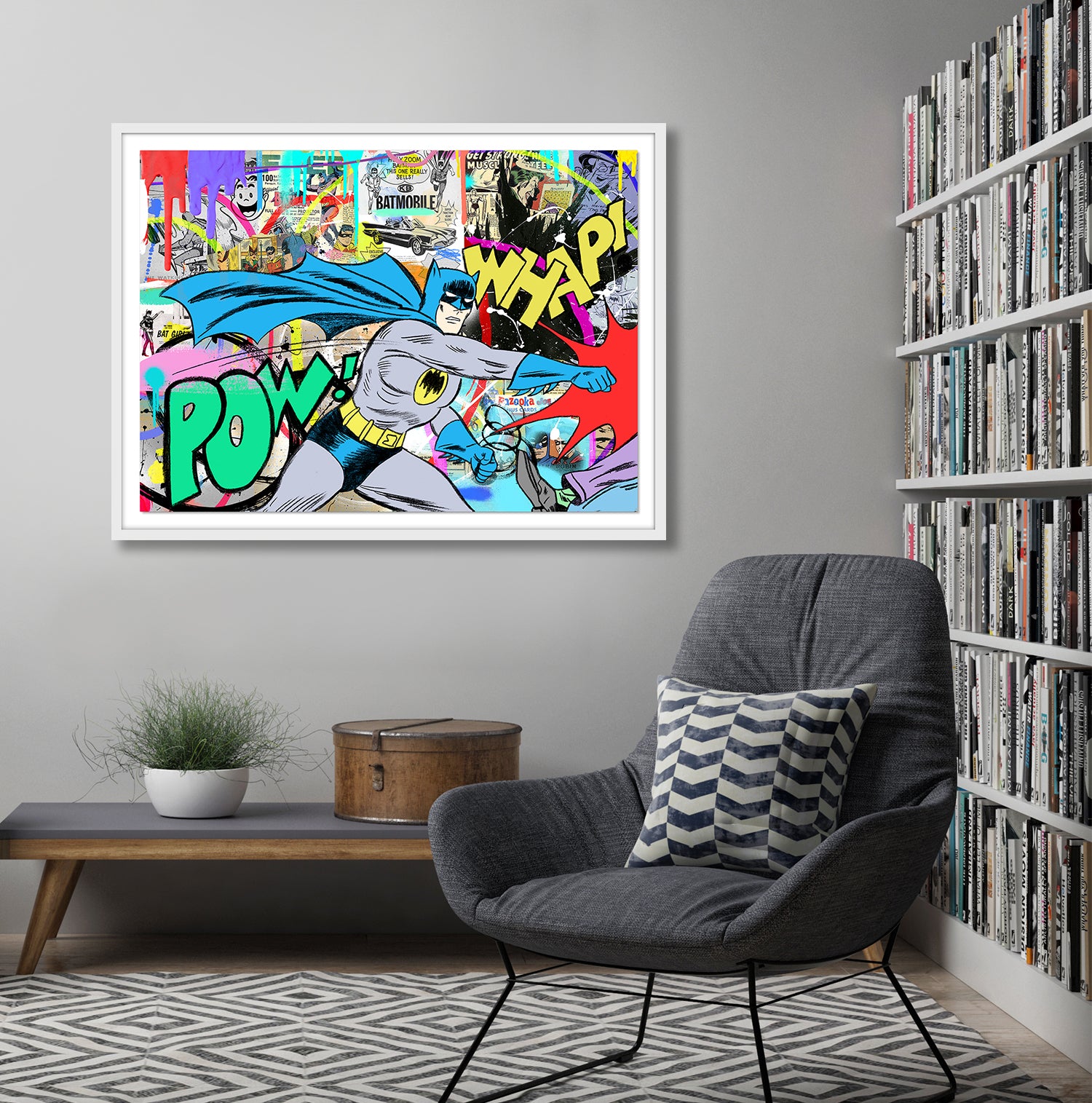 nelson de la nuez king of pop art be a hero framed mixed media batman bruce wayne superheroes comic books joker