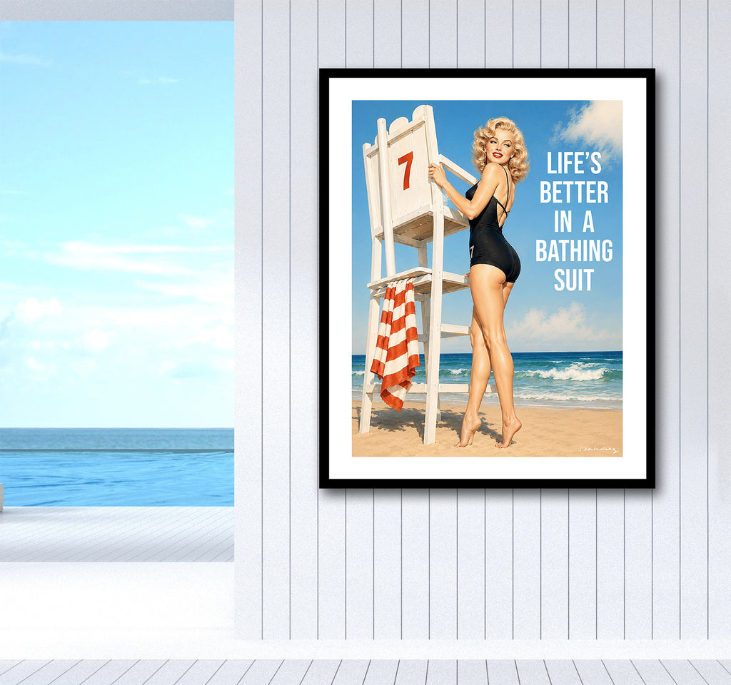 King of Pop Art Nelson De La Nuez - Beach Life bathing suit pinup ocean beach life