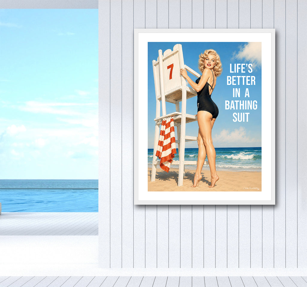King of Pop Art Nelson De La Nuez - Beach Life bathing suit pinup ocean beach life