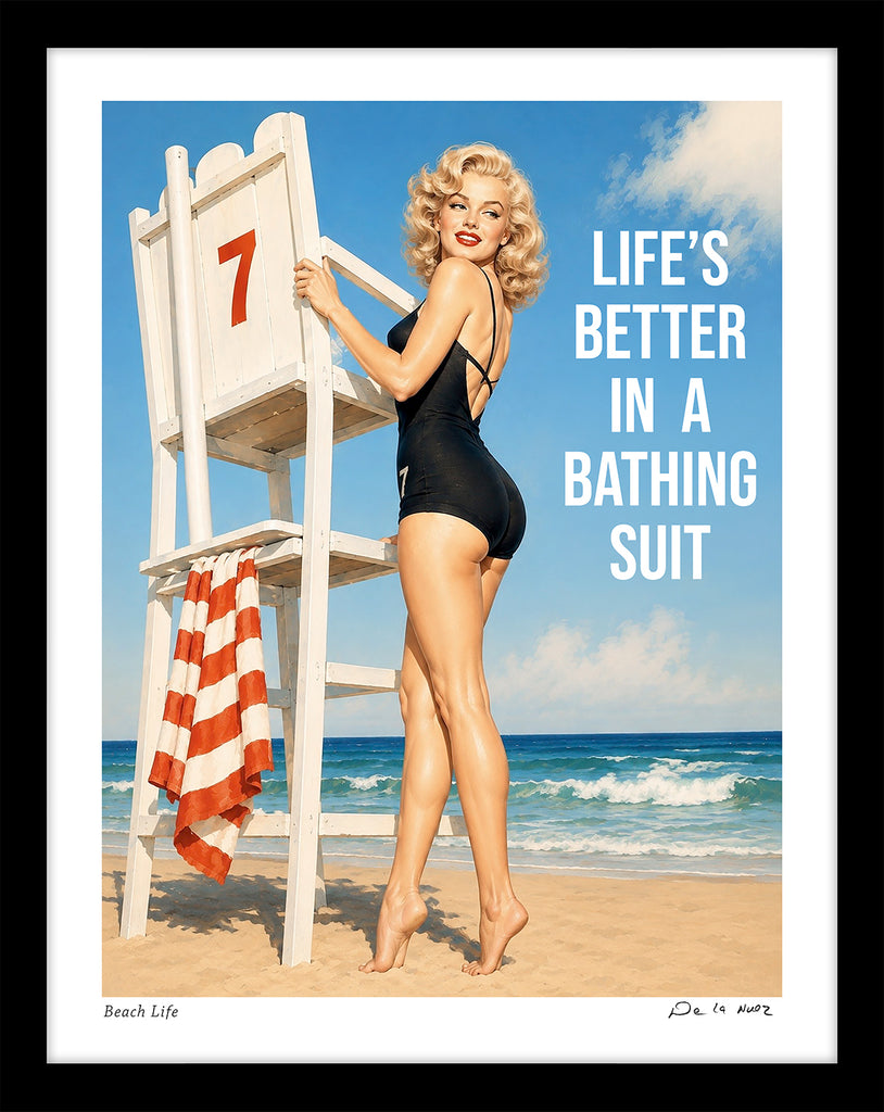 King of Pop Art Nelson De La Nuez - Beach Life bathing suit pinup ocean beach life