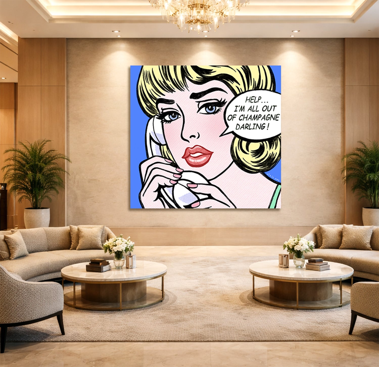 champagne Problems painting material girl nelson de la nuez