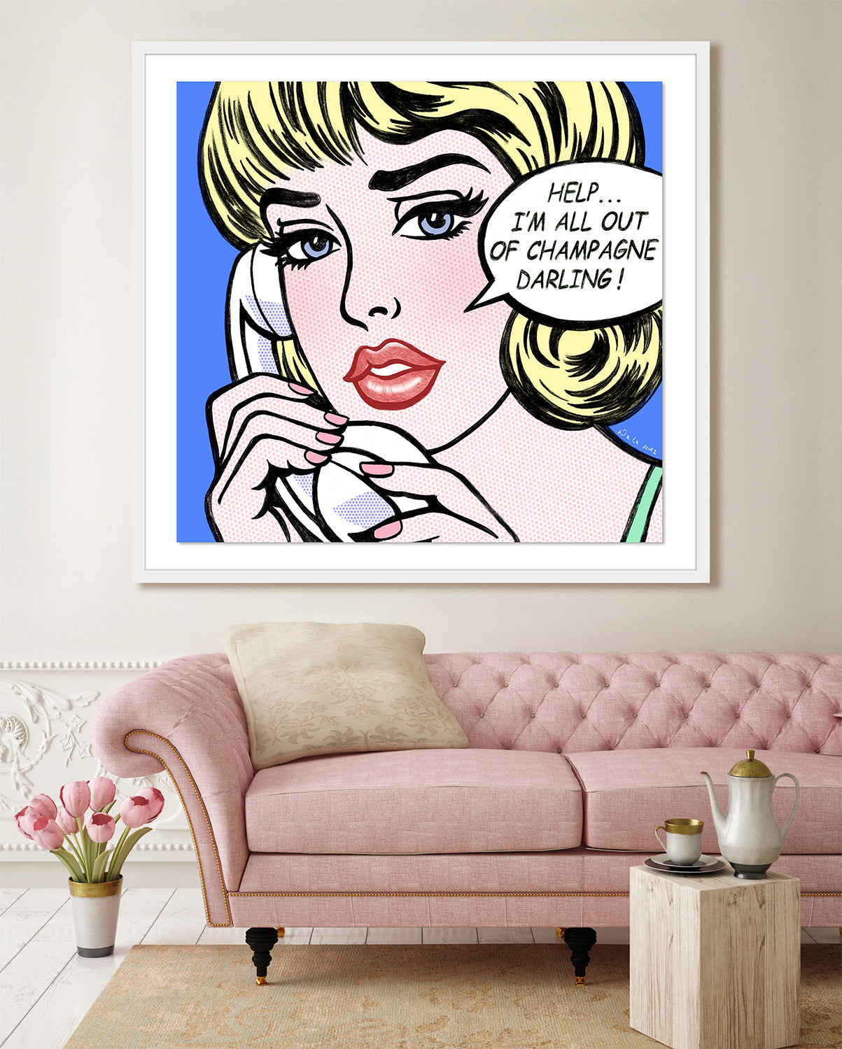 king of pop art nelson de la nuez champagne problems framed mixed media material girl