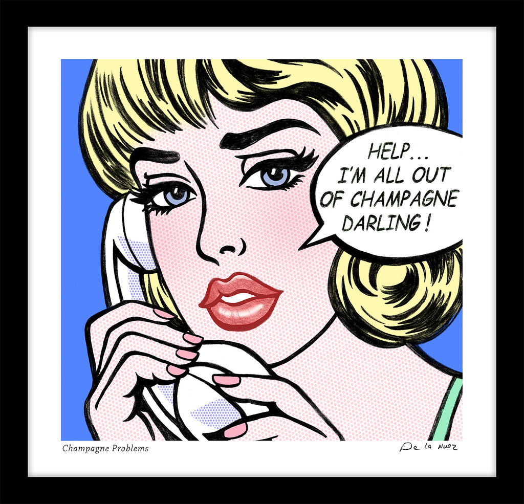 king of pop art nelson de la nuez champagne problems framed mixed media material girl