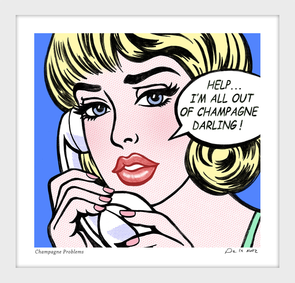 king of pop art nelson de la nuez champagne problems framed mixed media material girl