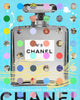 king of pop art, nelson de la nuez, chanel, luxury, art, Chanel #5, blue resin on wood, chanel fashion interior design