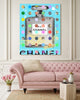 king of pop art, nelson de la nuez, chanel, luxury, art, Chanel #5, blue resin on wood, chanel fashion interior design