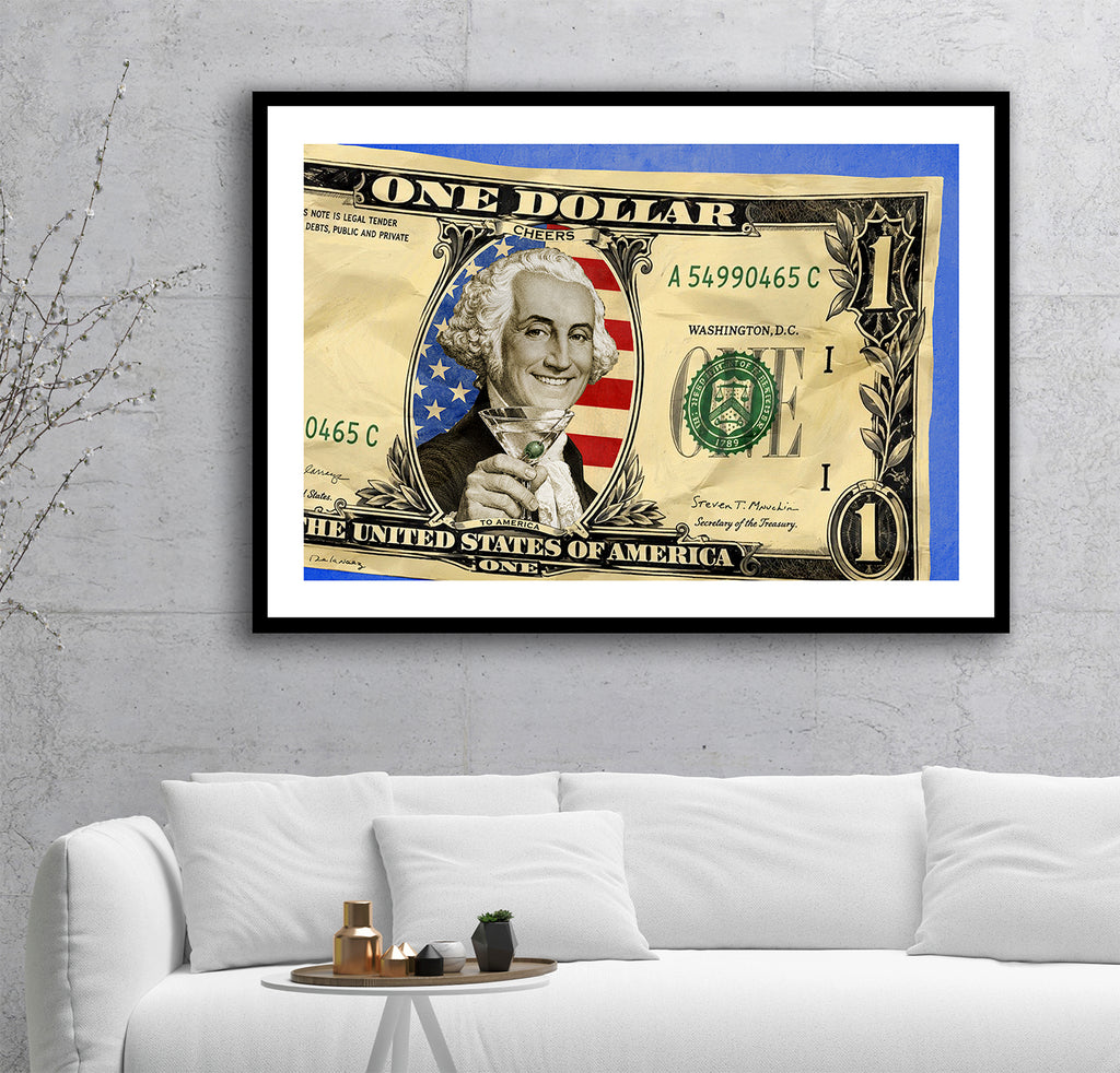 King of Pop Art Nelson De La Nuez - george washington martini america Cash Finance Money patriotic usa