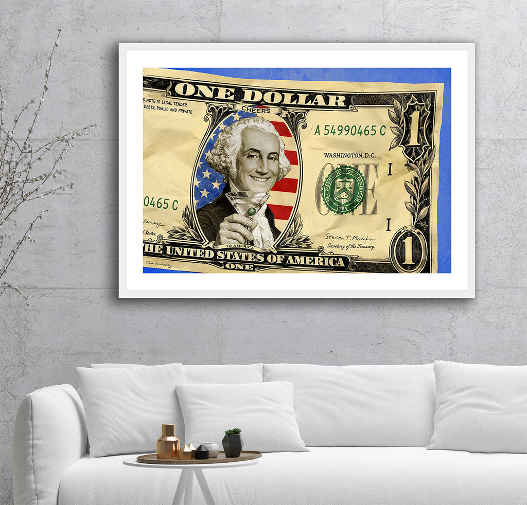 King of Pop Art Nelson De La Nuez - george washington martini america Cash Finance Money patriotic usa